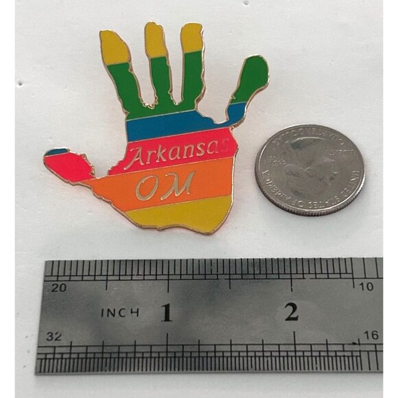 Vintage Odyssey of the Mind Right Hand Arkansas Lapel Pin - Picture 2 of 3